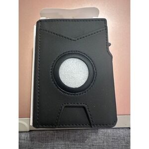 Wallet AirTag Holder PU Leather Protective Case Key Finder Tracker Cover‎ Black